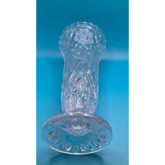 Grandma Core 8.5" Lead Crystal Vase Hand-Cut 8.5" Tall Rose Bud Design VTG - Picture 3 of 5